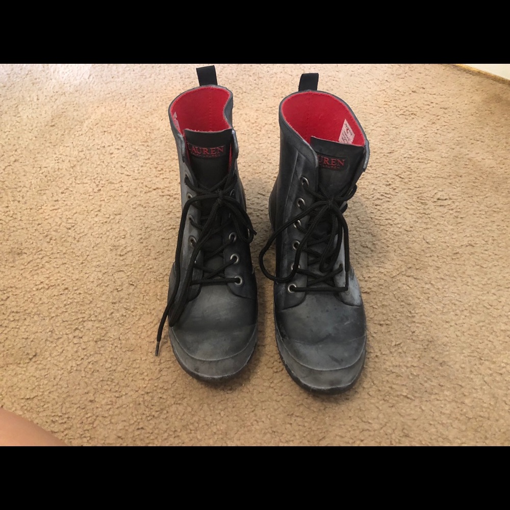 Combat style rubber boots